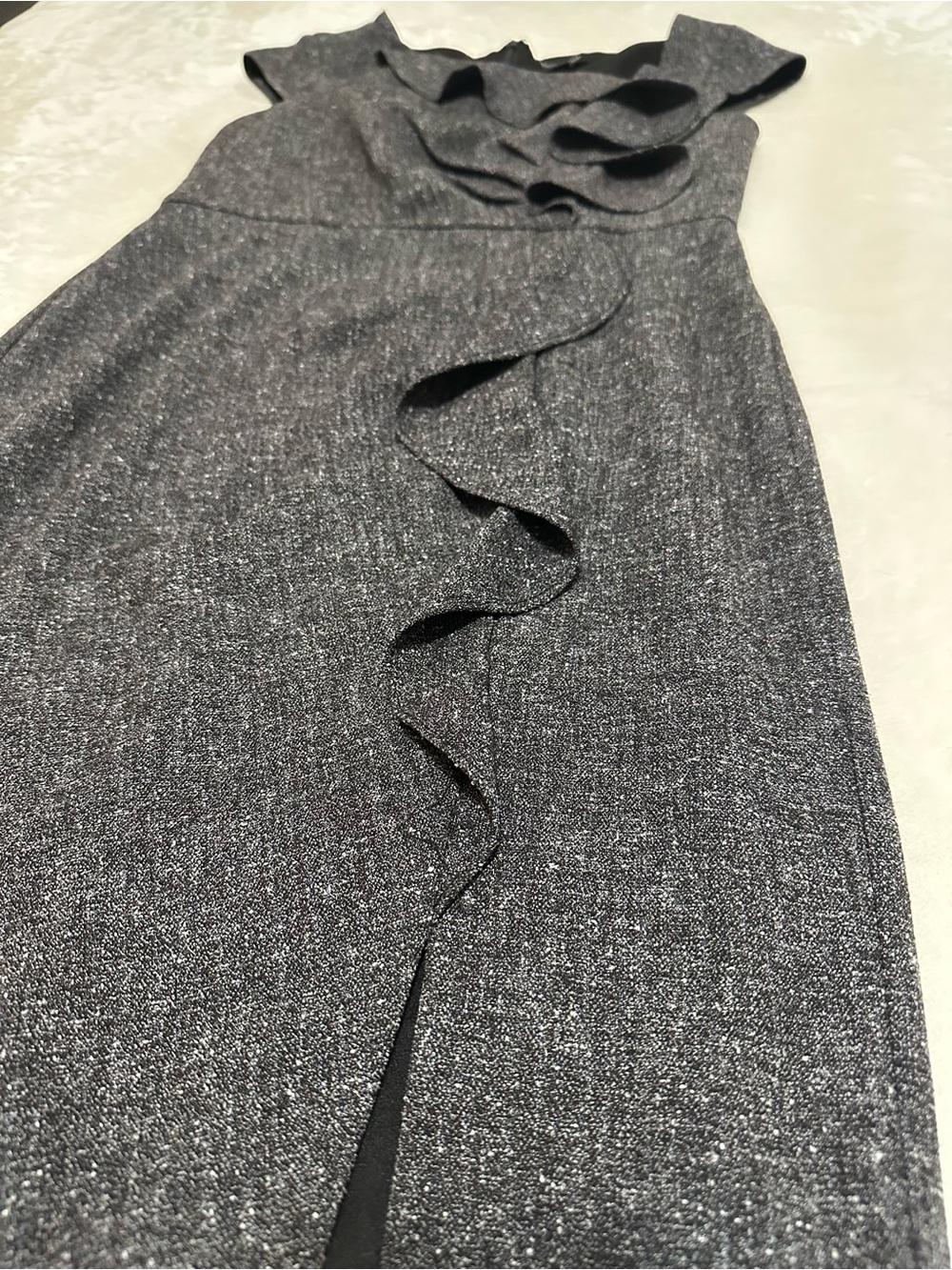 White House Black Market Ruffle Sheath Dress - grey size 6 - Picture 4 of 6